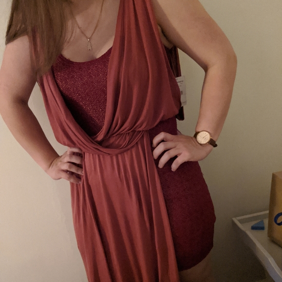Free People Dresses & Skirts - FREE PEOPLE Asymmetrical Mini Dress in Tuscan Red